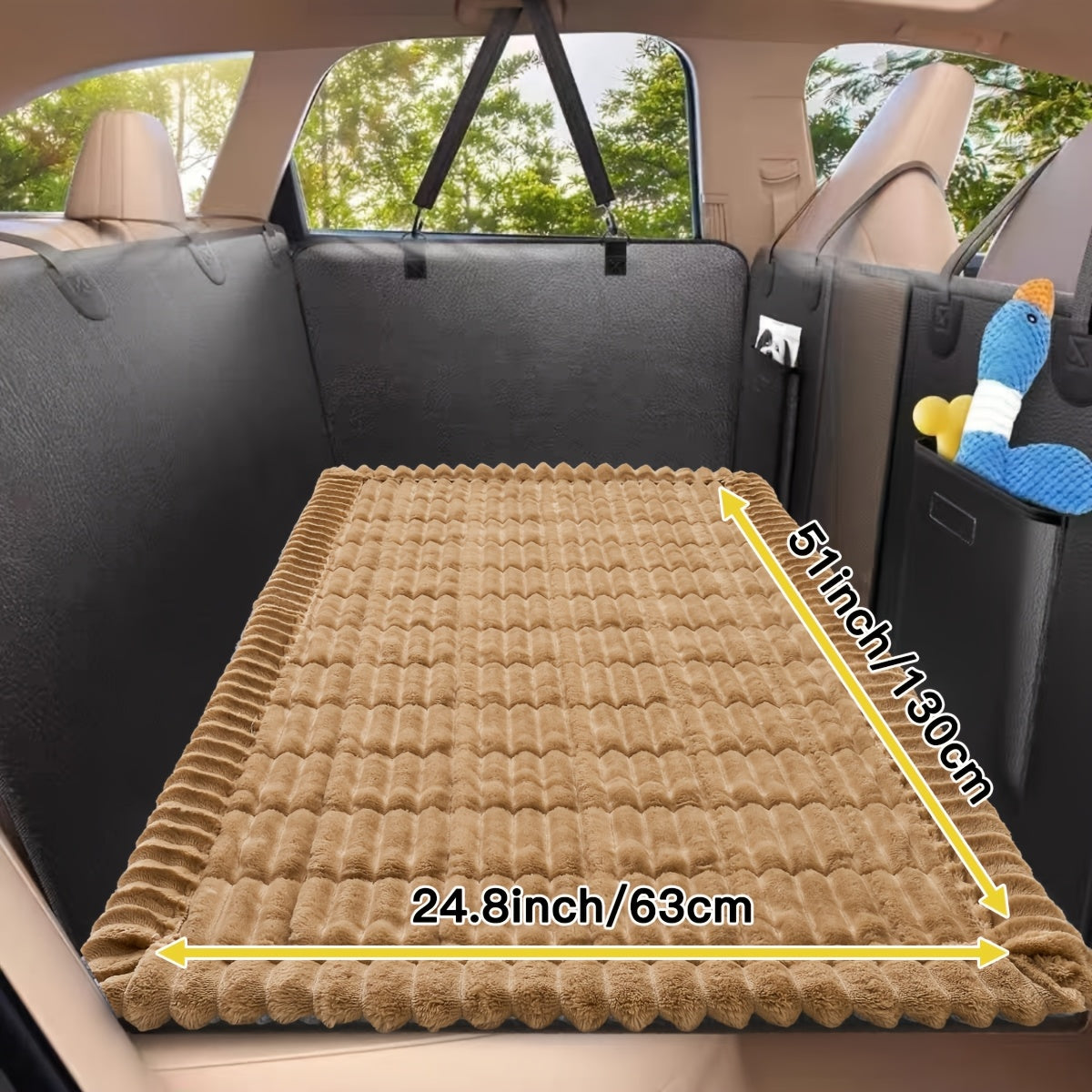 Dog Car Seat Mat with Ribbed Plush Surface, 24.8 x 51.18 Inch Non-Slip Pet Travel Pad in Four Colors for Compatible Cars, SUVs and Trucks