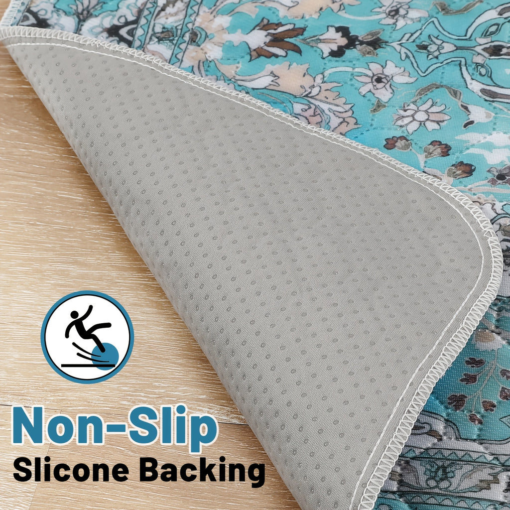 Washable Dog Pee Pads with Teal Medallion Print, 2 Pack Reusable Non-Slip Puppy Potty Training Mats for Floors, Crates and Couch Protection