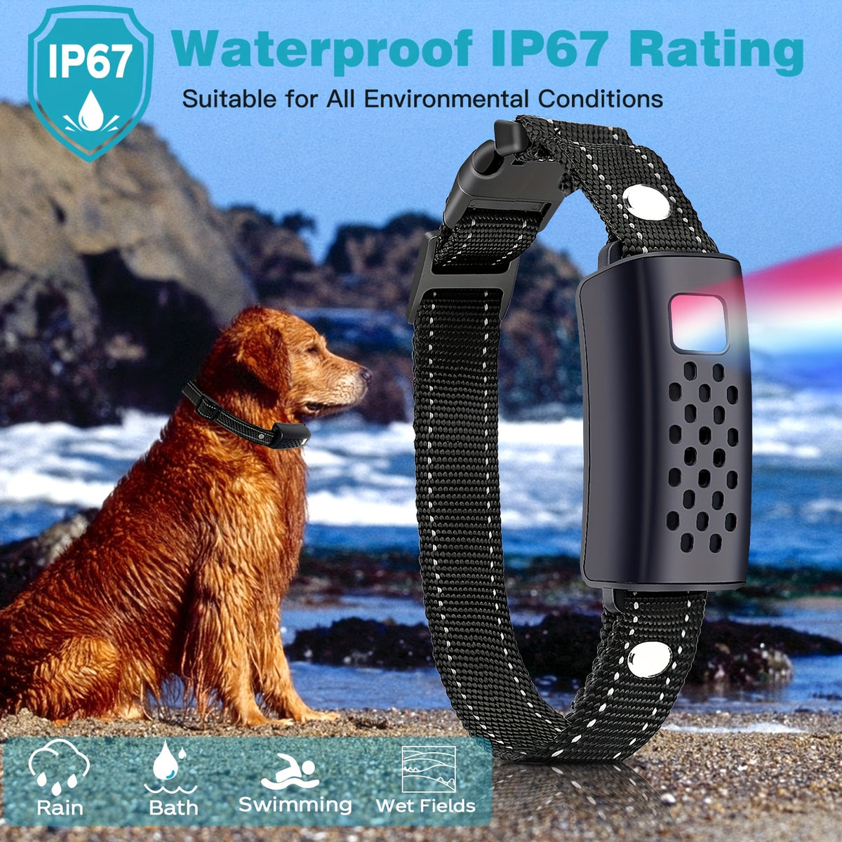Dog Training Collar with Night Light, 3280ft Listed Remote Range, USB Rechargeable with Keypad Lock, Beep, Vibration and Static Modes for 1 or 2 Dogs