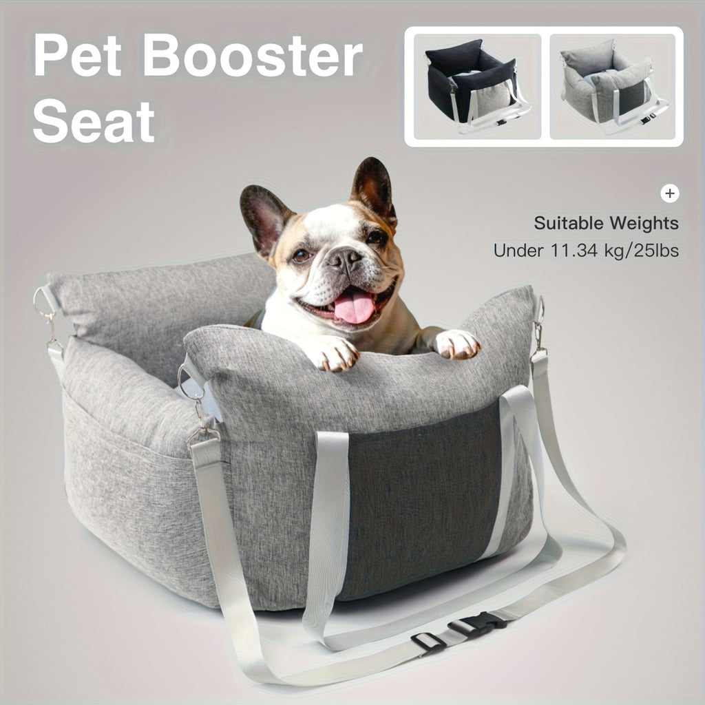 Dog Car Seat Carrier with Handheld and Shoulder Carry Options, Travel Booster Bag for Dogs and Cats with Listed Harness, Seven Color and Style Choices