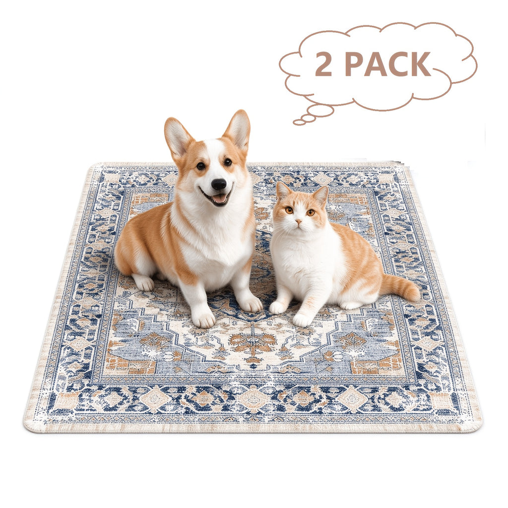 Washable Puppy Pee Pads 2 Pack, Reusable Non-Slip Dog Potty Training Mats in Khaki or Grey, Three Sizes for Home and Travel Use