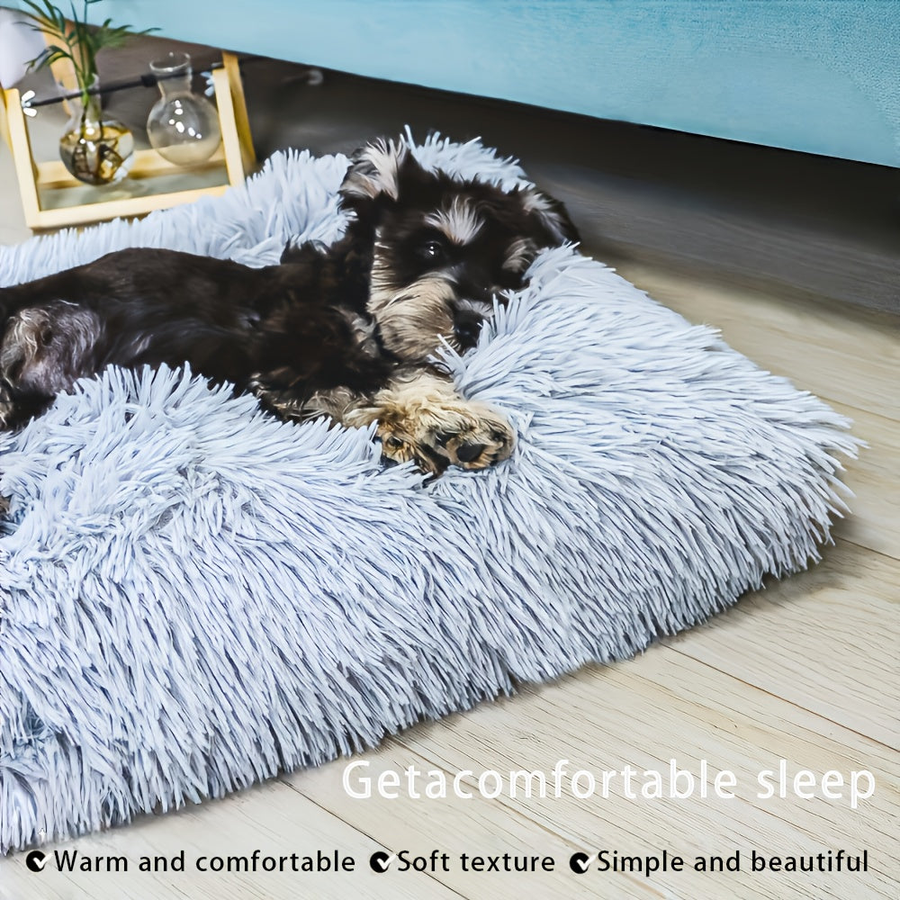 Plush Pet Bed Mat for Dogs and Cats, Light Grey Sleeping Pad in Small 11.8 x 17.7 or XL 23.6 x 35.4 Inch Sizes for Everyday Rest