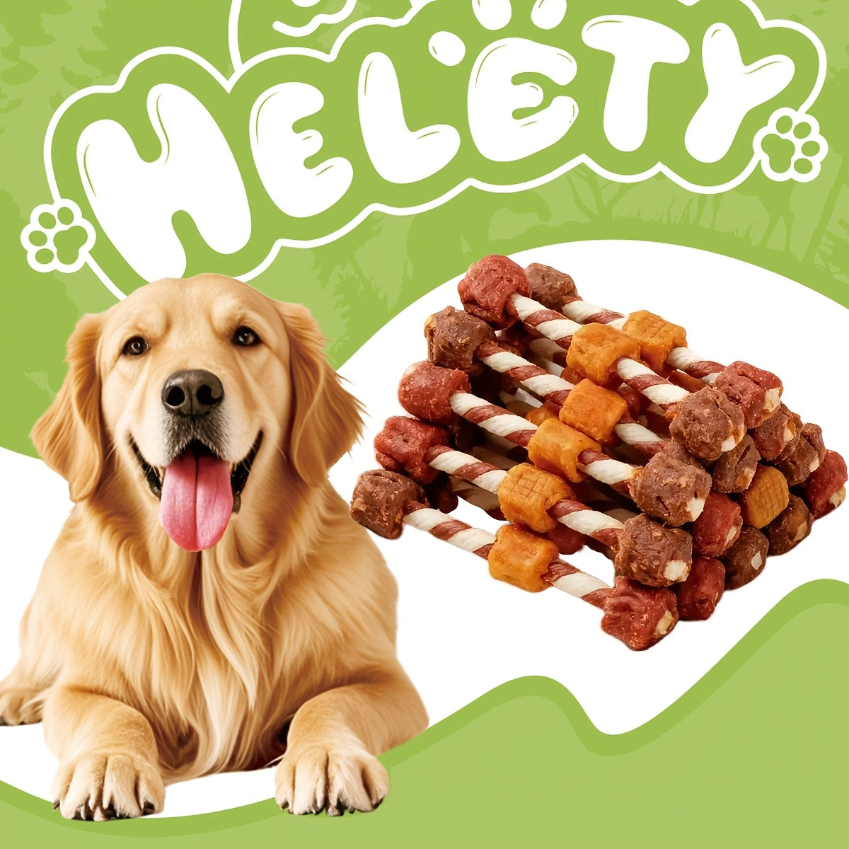 Triple Flavor Dog Chew Skewers with Chicken, Duck and Beef Options, Chicken Bone and Dumbbell Treat Selections for Supervised Snack Time