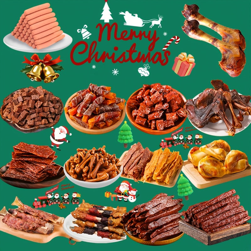 Mixed Meat Dog Treat Packs with Sausage, Meat Cubes, Slices and Chicken & Duck Combo Options for Supervised Training Rewards and Christmas Gifts