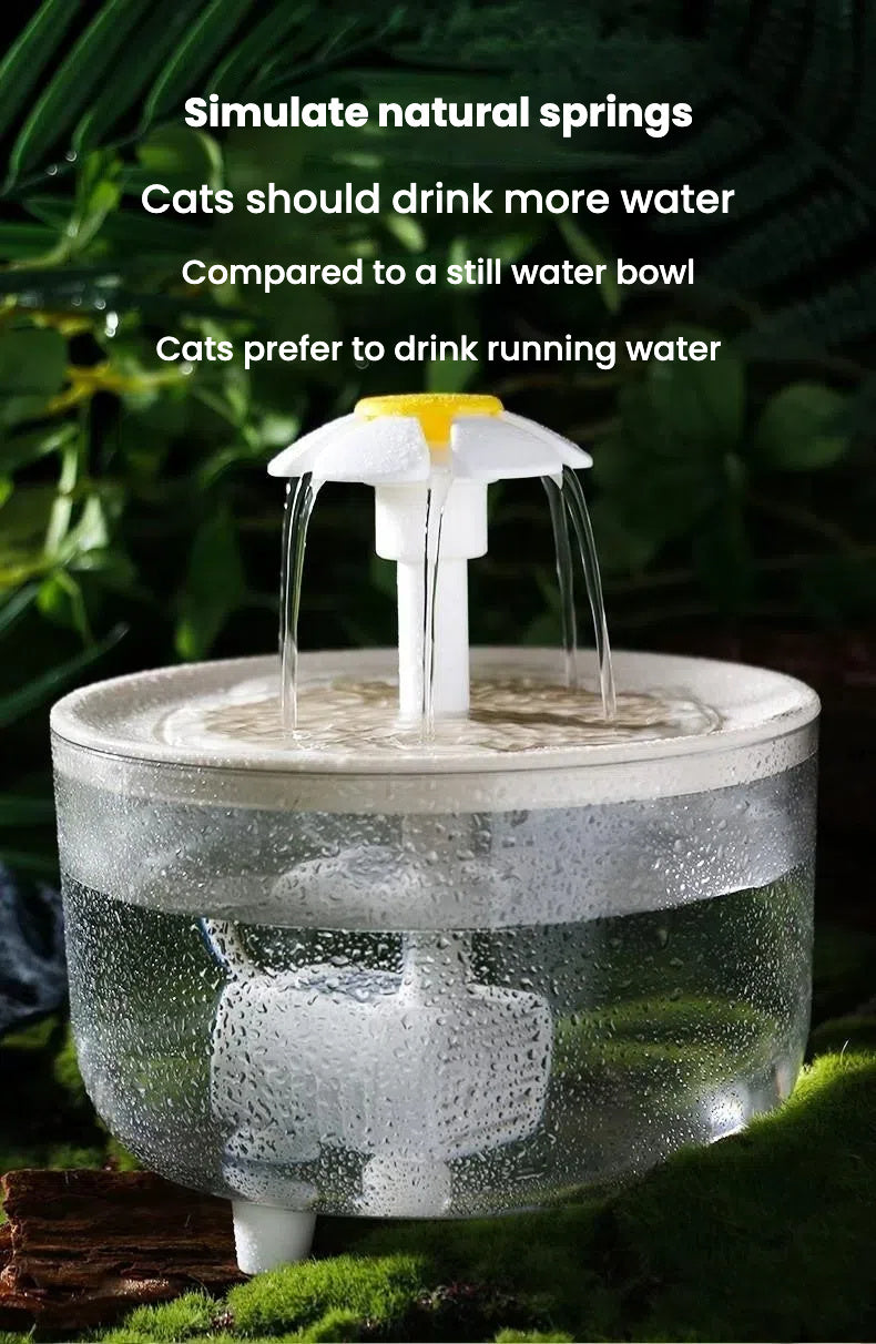 Cat Water Fountain 48oz with Triple Filtration, Quiet USB Powered Pet Drinking Dispenser for Cats and Small Dogs, Transparent or White