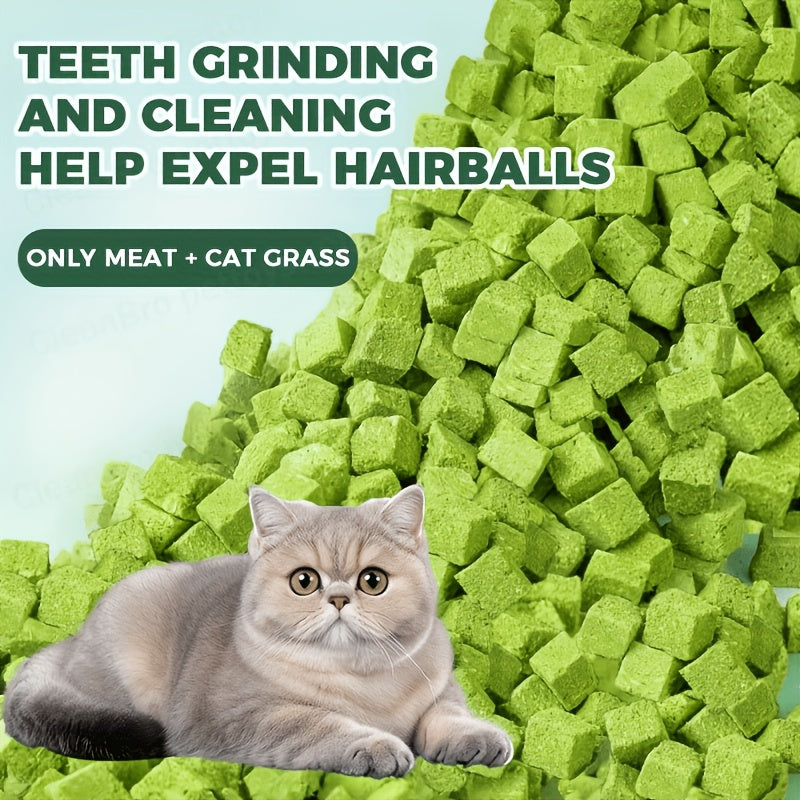 Cat Snack Pellets and Biscuits, 150g Cat Grass Pellets or Mixed Flavor Cat Biscuits and 155g Green Square Mint Granules for Supervised Treat Time