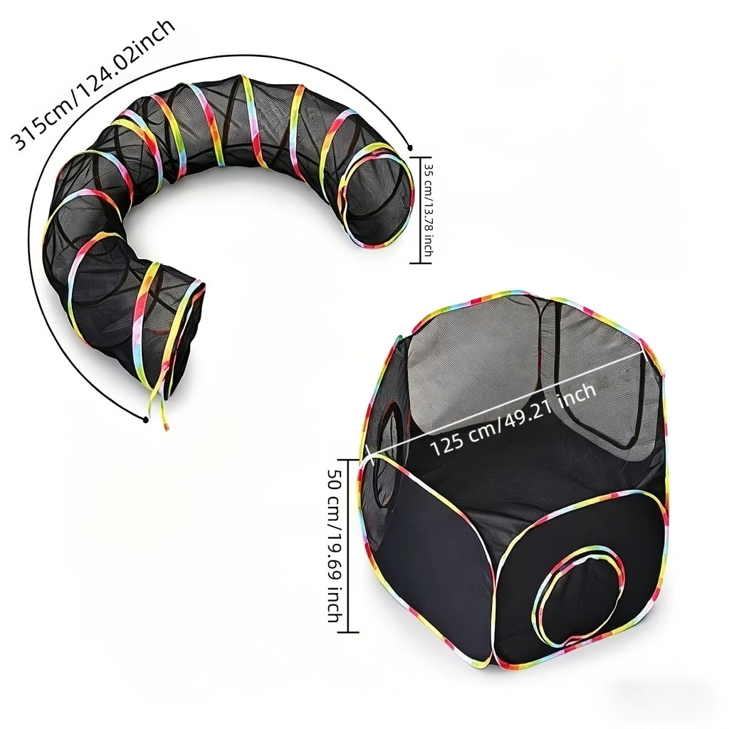 Rainbow Cat Enclosure for Indoor Cats, Portable Outdoor Catio Tent with Enclosed Run and Tunnel for Supervised Backyard Exploration