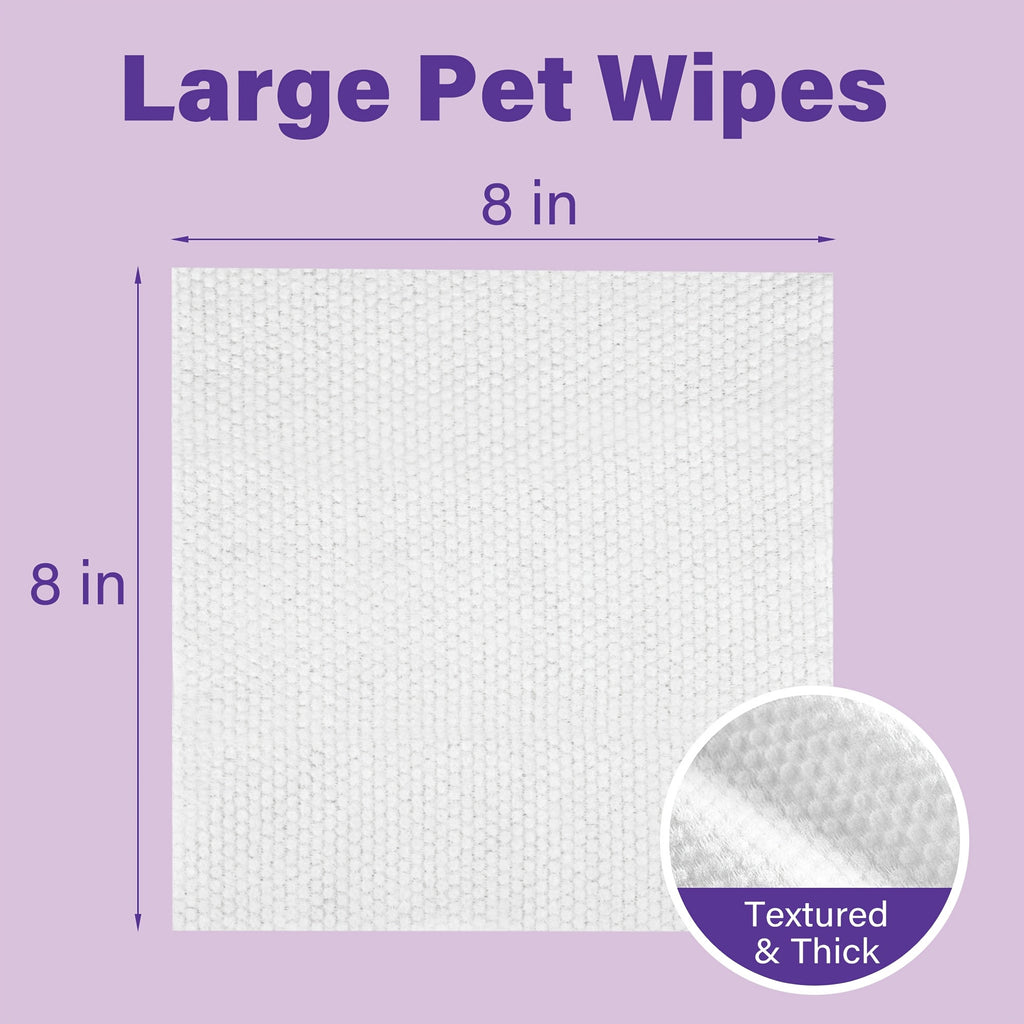Dog Grooming Wipes with Lavender Scent, 8 x 8 Inch Pet Cleaning Wipes for Dogs and Cats, 100 or 400 Count for Everyday Freshening