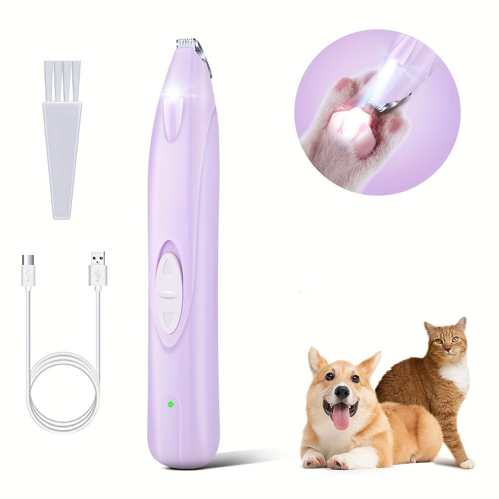 Pet Leg Hair Trimmer M8-1 with USB Charging, Electric Dog and Cat Grooming Tool in Purple or Green for At-Home Coat Touch-Ups and Routine Care