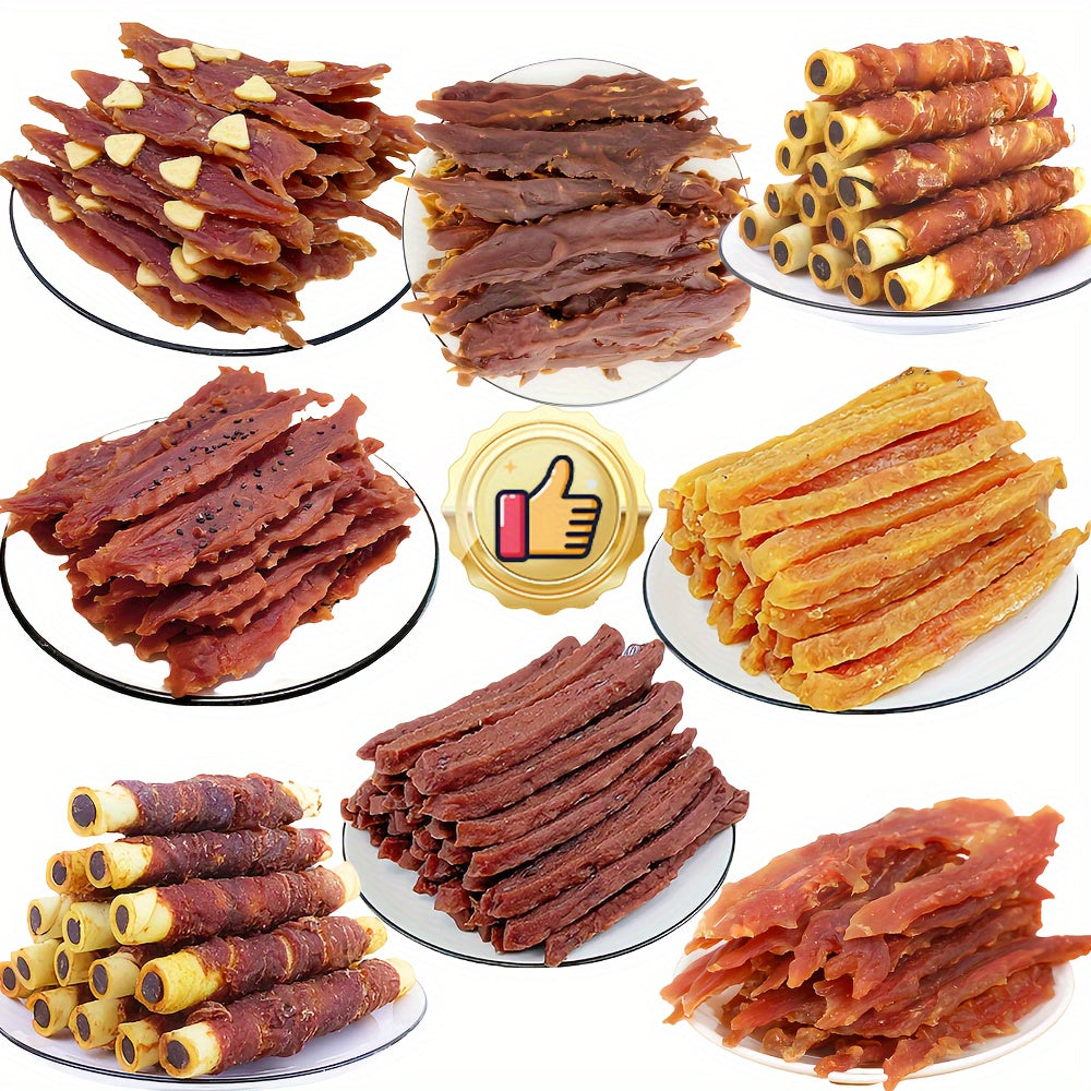 Dog Jerky Treats Mixed Flavor 14.11 oz 400g, Sesame Duck Jerky and Chicken Jerky Chews, High Protein Low Fat Easily Digestible Long Lasting Dog Chews, Training Treats for Small Medium Large Dogs