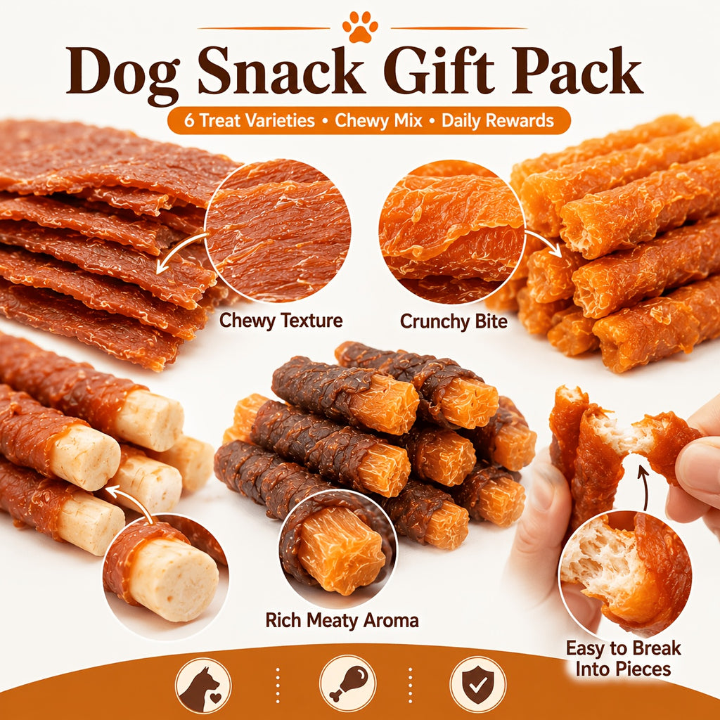 Dog Treat Flavor Selection with Chicken and Duck Jerky Options, Mixed Flavor Snacks for Supervised Training Rewards, Daily Treat Time and Dog Gift Baskets