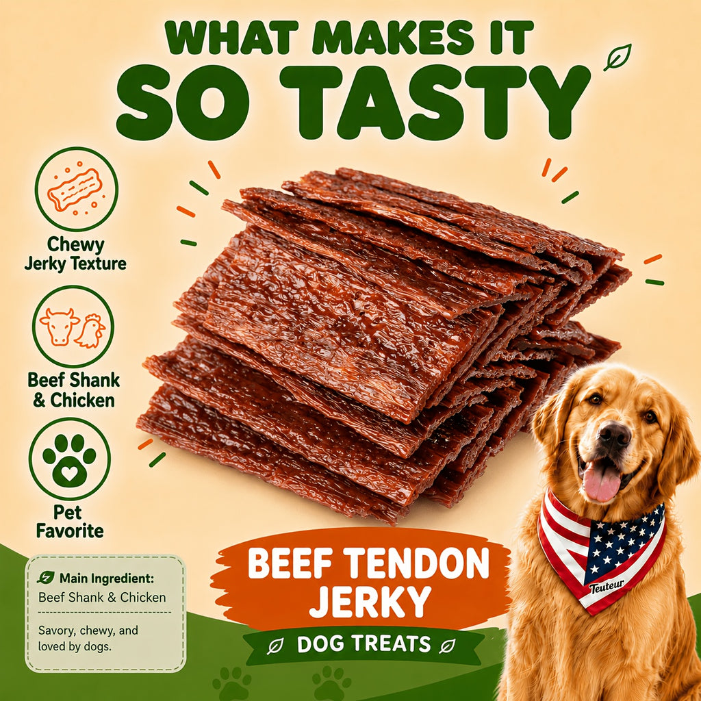 Beef Strips for Dogs 100g Beef Tendon Slices, Canine Snack Treats for Supervised Reward Time, Home Training Practice and Everyday Bonding