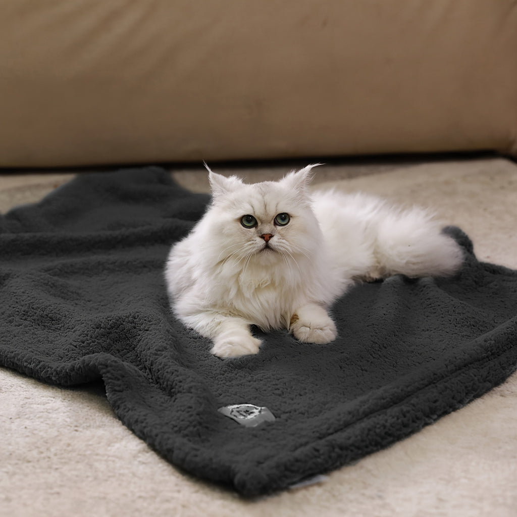 Sherpa Pet Blankets 3-Pack, Soft Fluffy Fleece Throws for Dogs, Puppies and Cats, Cozy Bedding Layers in Beige, Black and Gray Options