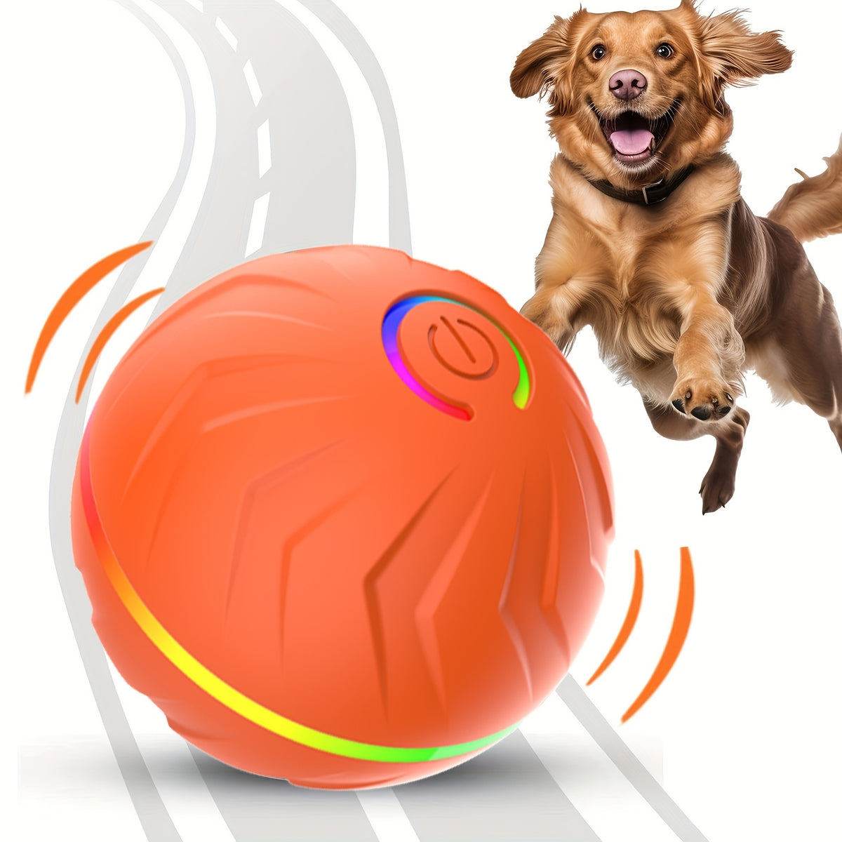 Automatic Jumping Dog Ball, Rechargeable Interactive Bouncing and Rolling Pet Toy for Supervised Chase Play, Single Ball in Eight Color Options