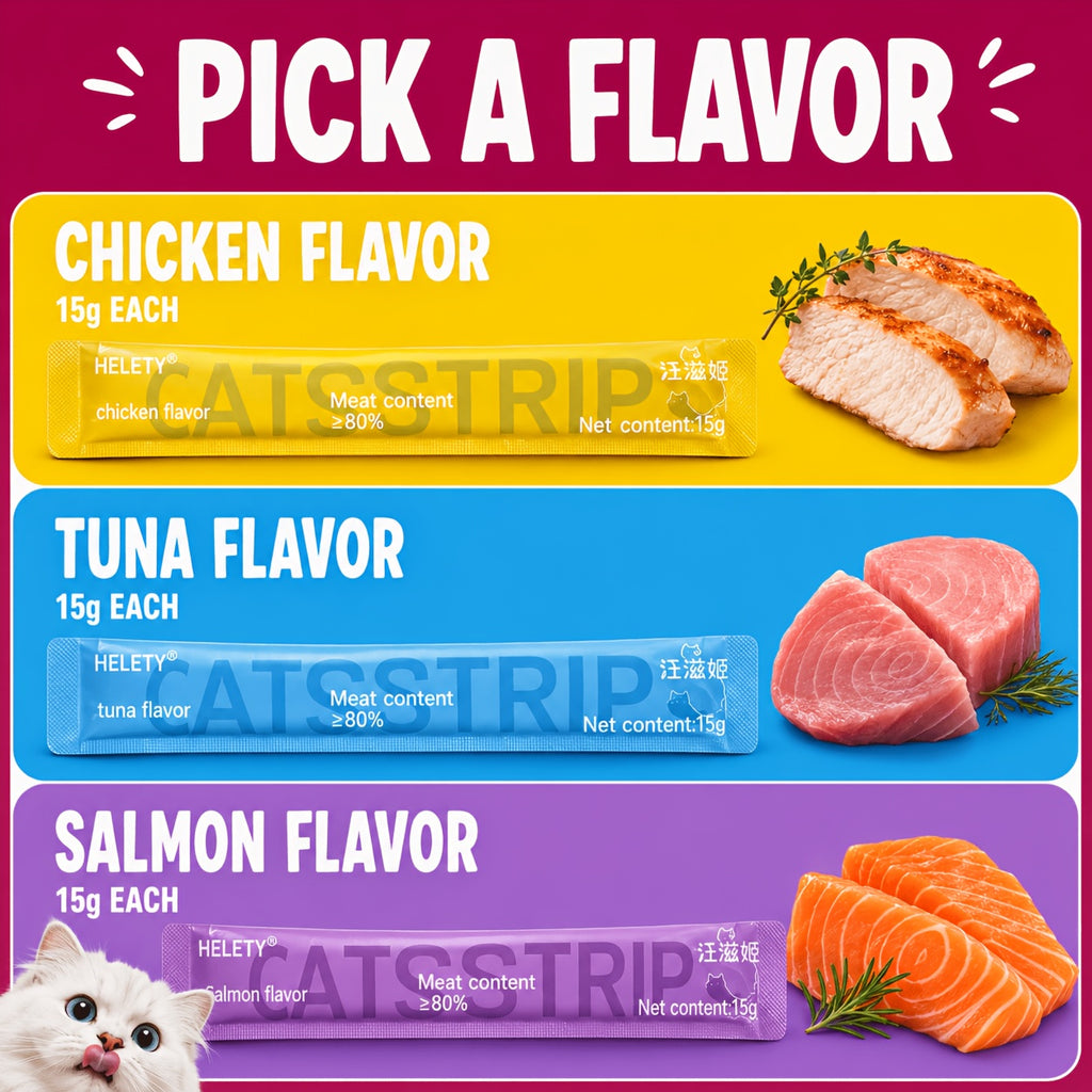 Cat Puree Treat Sticks 15g, Creamy Lickable Snacks for Hand Feeding and Meal Topping, Tuna or Yolk 10-Pack and Listed 72-Piece Mixed Options