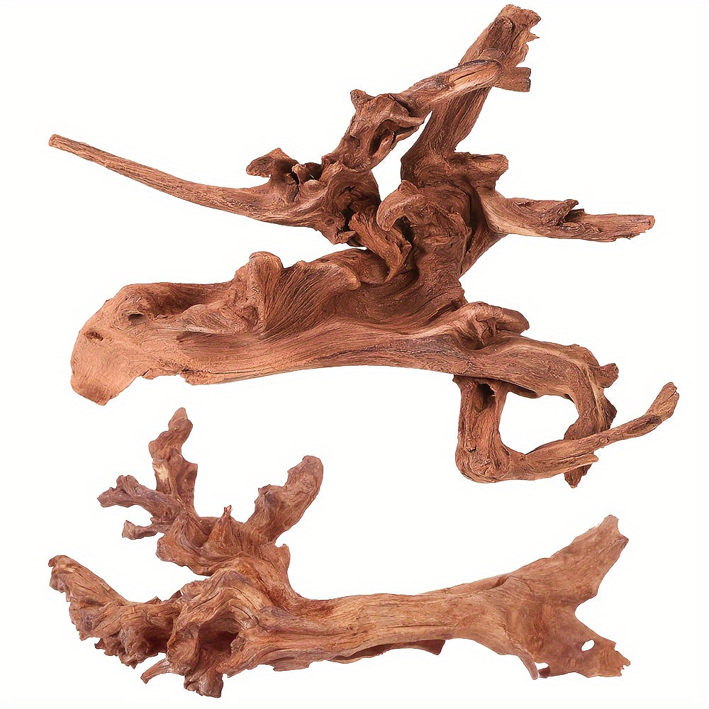 Natural Driftwood Aquarium Decoration 2-Pack, 9-14 Inch Wood Pieces for Fish Tank Aquascaping, Reptile Terrarium Decor and Custom Habitat Layouts