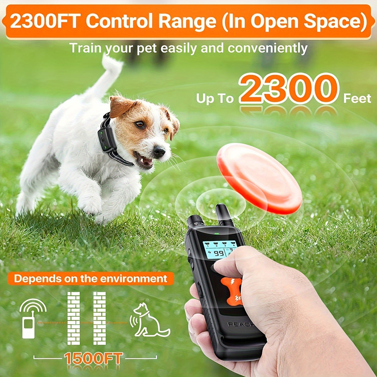 X100 Dog Training Collar with Remote, 2300ft Listed Range, Rechargeable E Collar with Beep, Vibration, Static Stimulation and Security Lock for Medium and Large Dogs