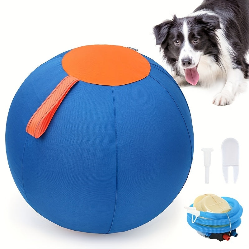 Inflatable Dog Herding Ball for Backyard Chase and Push Games, Battery-Free Interactive Pet Training Toy in Blue and Orange Options