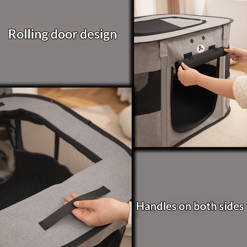 Pet Playpen with Rectangular Tent Design, Foldable Enclosed Resting Space for Small Dogs, Cats, Puppies and Kittens in Black or Gray, L to 2XL Options