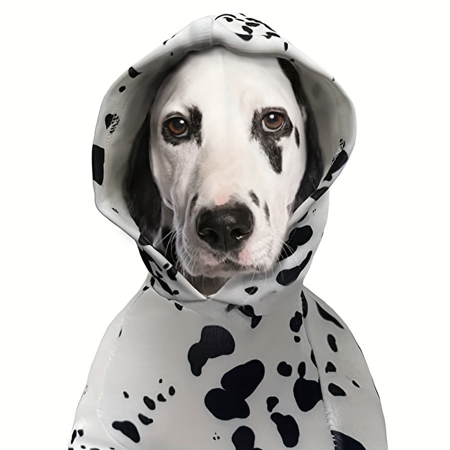 Dalmatian Dog Hoodie, Soft Polyester Pet Sweatshirt with Stretch Ribbed Cuffs for Halloween Costumes, Fall Winter Walks and Photos, S XXL 3XL
