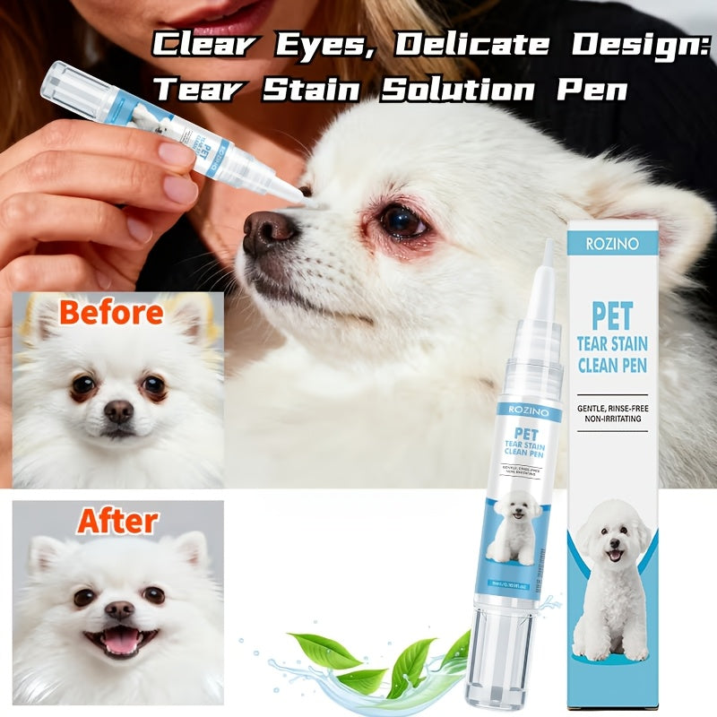 Tear Stain Remover Pen for Dogs and Cats, 2 Pack Rinse-Free Fur Cleaner for White Coats, Targeted Tear Mark Grooming and Daily Pet Care