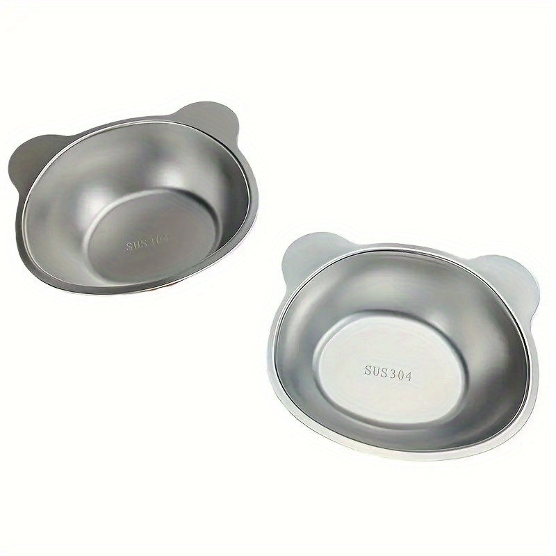 Stainless Steel Cat Ear Bowls with 15 Degree Tilted Elevated Stands, 2 Sets of Raised Pet Dishes for Everyday Food and Water