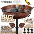 Outdoor Bird Bath with Removable Basin, 0.7 or 1.4 Gallon Garden Birdbath with Ground Stake, Decorative Bird Accents and Optional Solar Sprayer