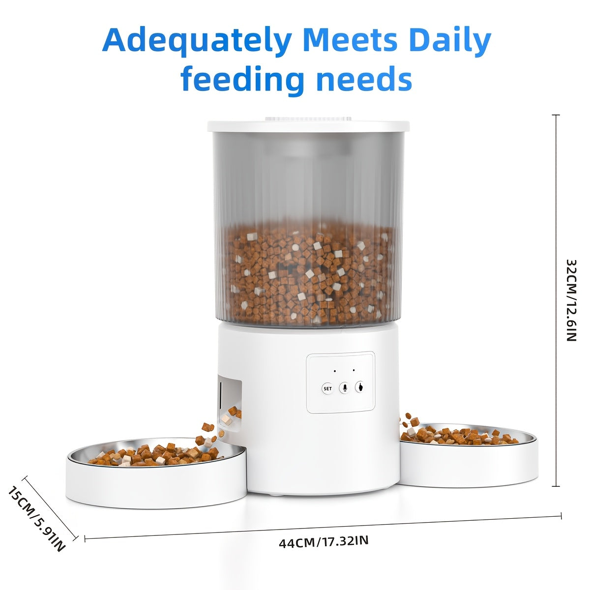 Automatic Cat Feeder for Two Cats, 4.5L WiFi App-Controlled Dry Food Dispenser with Double Bowls and Timed Feeding for Multi-Pet Homes