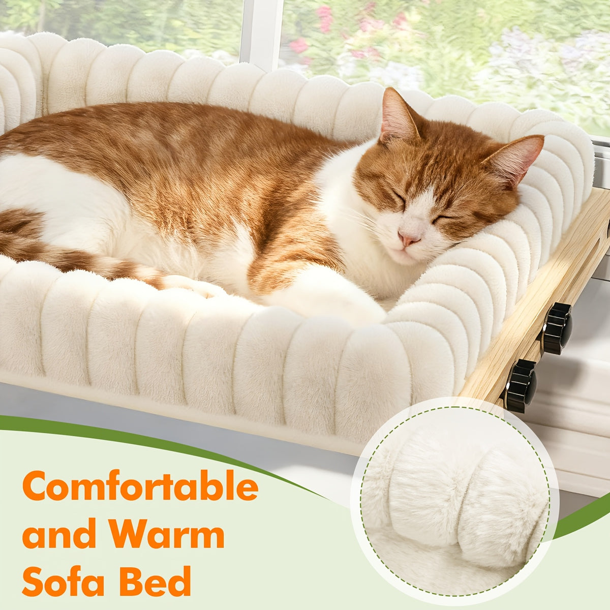 Cat Window Perch with Plush Nest, 3-in-1 Windowsill Hammock and Bedside Cat Bed for Small and Medium Cats, Single or Two-Layer Styles