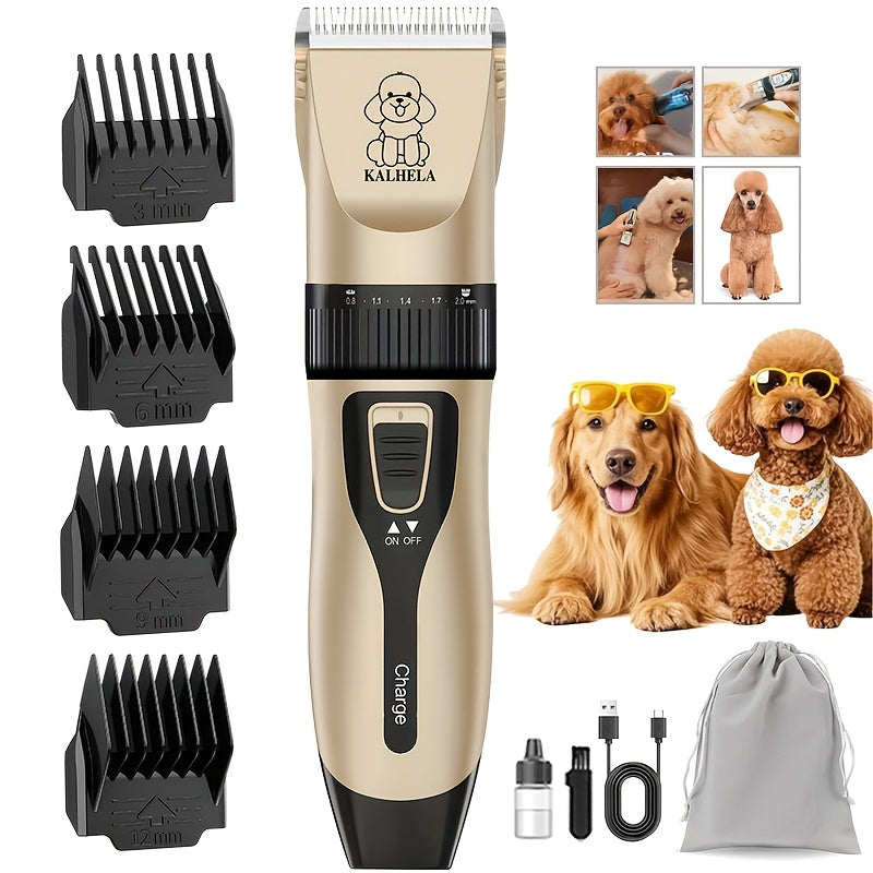 USB Rechargeable Dog Clippers with Ceramic Blades, Electric Pet Hair Trimmer for Cats and Dogs, Color Choices and Grooming Set Options